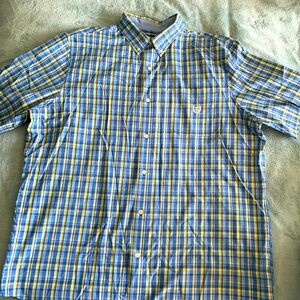 Chaps Yellow & Blue Checked Casual Dress Shirt